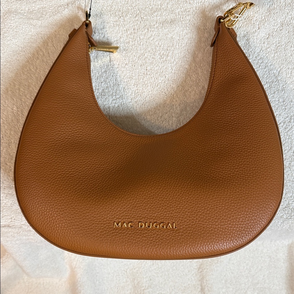 Mac Duggal Tan Leather Shoulder Bag - Picture 2 of 6